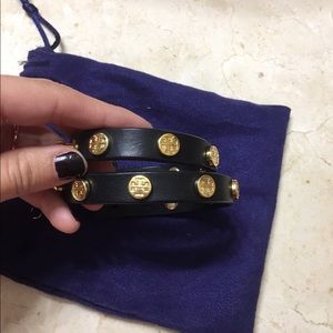 Tory Burch Double-Wrap Logo Stud Bracelet